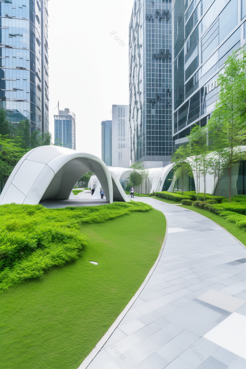 现代城市公园草坪草地绿植小路休息的凉亭室外场景实拍图像摄影,高清,摄影图,摄影图片,图片大全,摄影图免费下载